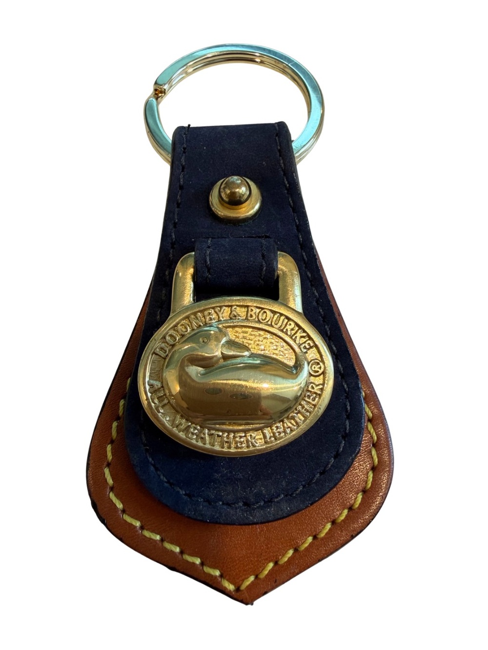 Dooney & Bourke Vintage All Weather Leather brass duck Keychain
